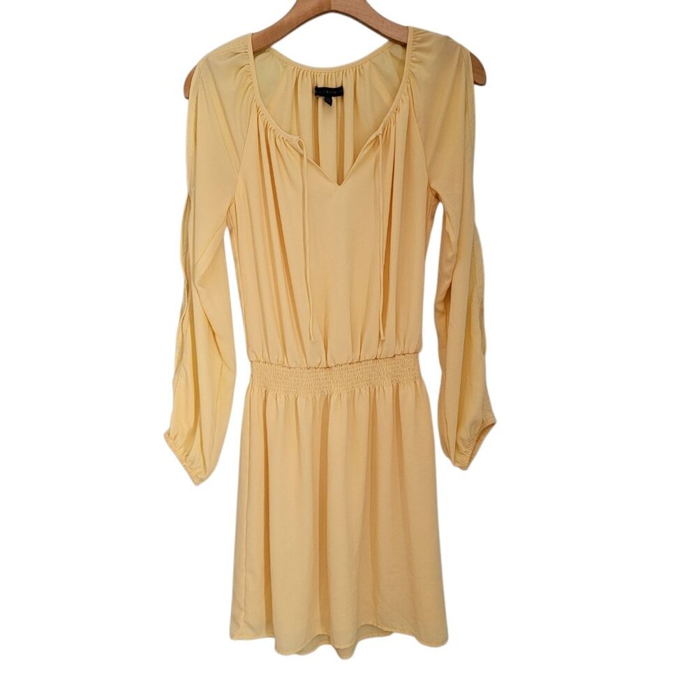 White House Black Market Dress Long Slit Sleeve Boho Canary Yellow Size 00